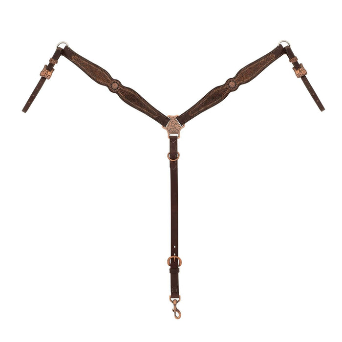 Weaver Western Floral Scalloped Leather Breast Collar for Horses - WLC7N - Havana Brown - 1