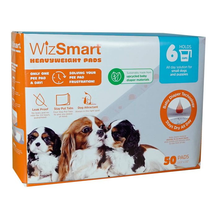 WizSmart Heavyweight Pads for Small Dogs & Puppies - 024PC-2196 - 23.5" x 22" - 50ct - 2