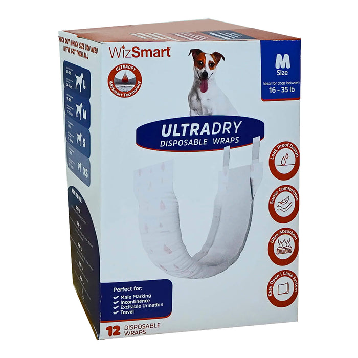 WizSmart UltraDry Male Wraps, 12 ct - 024PC-1078 - Medium - 2