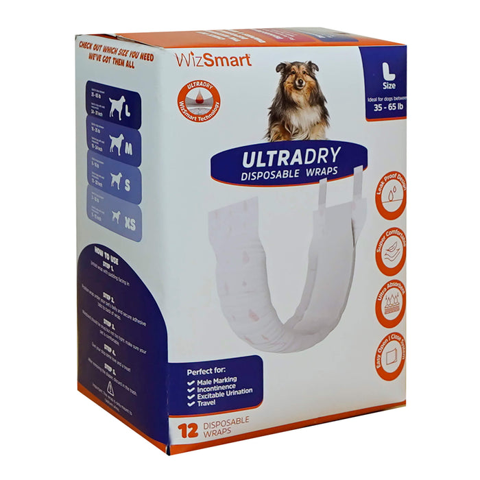 WizSmart UltraDry Male Wraps, 12 ct - 024PC-1085 - Large - 3
