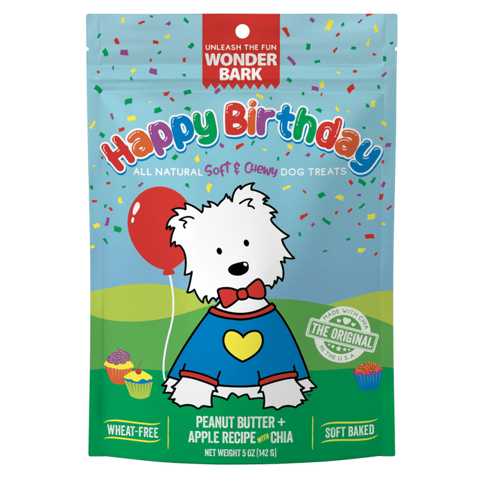 Wonder Bark Everyday Happy Birthday Dog Treats – Soft - Baked, Natural, Grain - Free Treats for Dogs - WB2B - 5 oz - Happy Birthday - 1