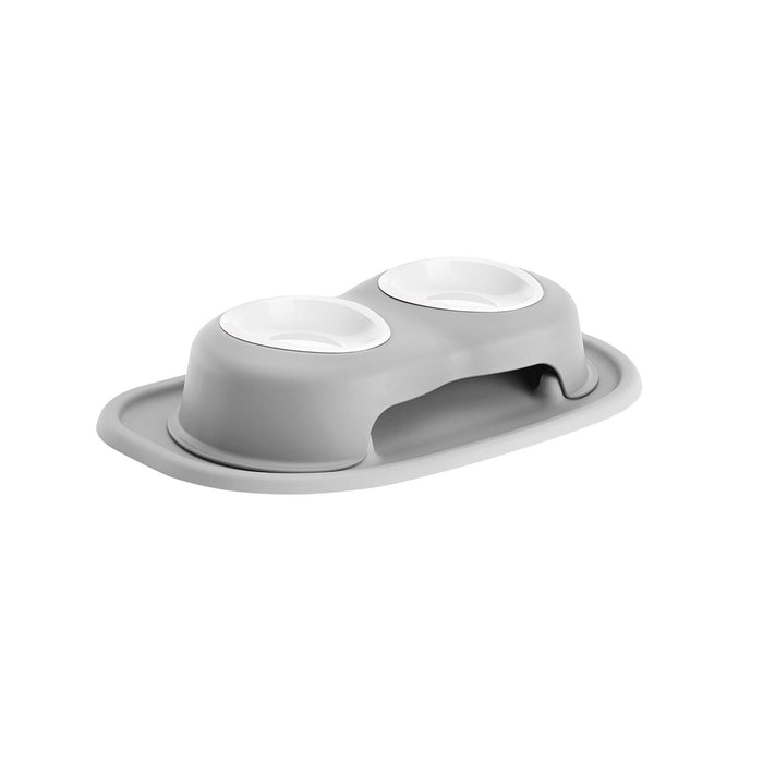 WeatherTech Double High Pet Feeding System, Poly Bowls Color Light Grey