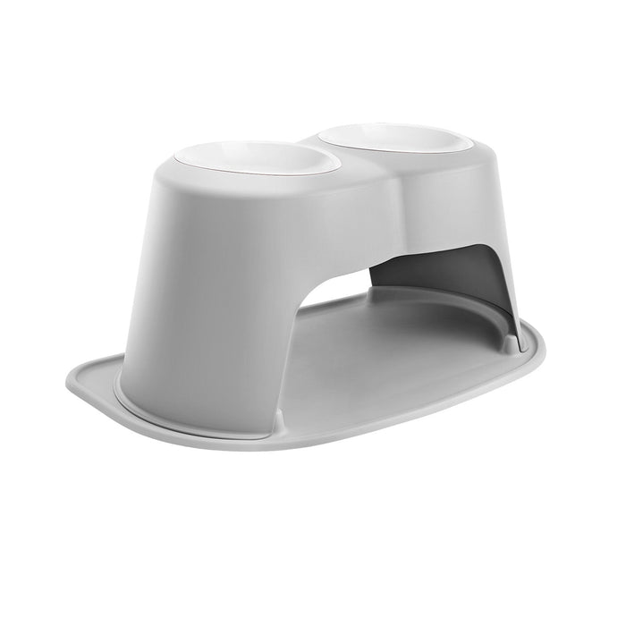 WeatherTech Double High Pet Feeding System, Poly Bowls Color Light Grey