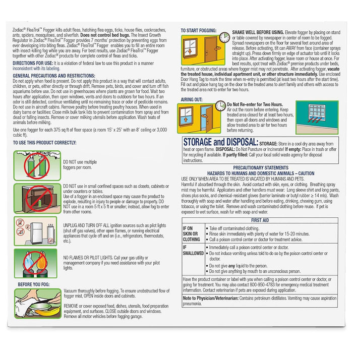 Zodiac Flea & Tick Room Fogger, 3 Pack of 3 oz Cans - FAAAG - 3 oz Cans - 3 pk - 2