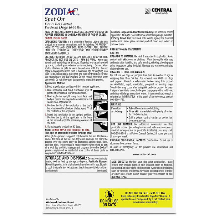 Zodiac Spot On Flea & Tick Control for Dogs & Puppies - FAAA5 - Medium Dogs (31 - 60 lbs) - 4 ct (4 Month Supply) - 6