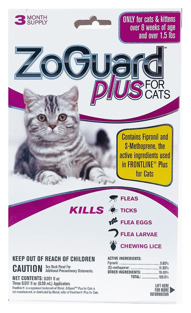 ZoGuard Plus for Cats, 3 pack Topical Flea and Tick Treatment — Pet ...