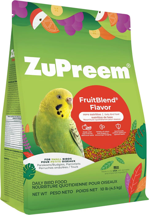 Zupreem FruitBlend Flavor Bird Food - NAFA - Small Birds - Parakeets, Budgies & Parrotlets - 10 lbs - 16